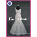 2017 ED Bridal Spaghetti Strap Beading Sheer Back Lace Appliqued Champagne Mermaid Wedding Dress